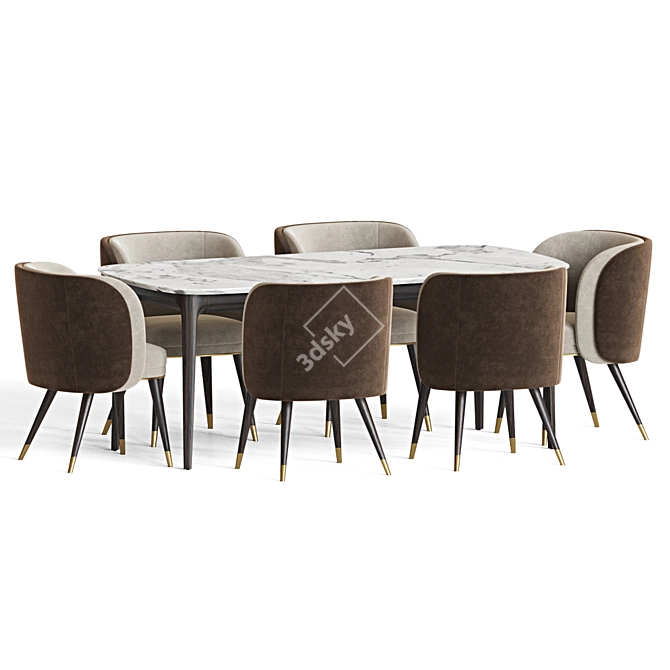 Elegant Dining Set 102: Stylish, Versatile, and Durable 3D model image 2