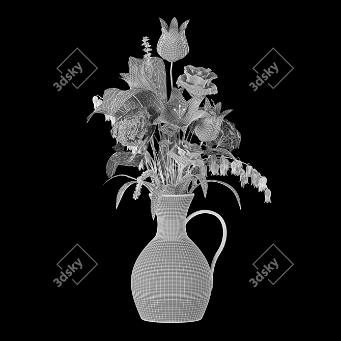 Spline-Edit Poly Flower Vase 3D model image 8