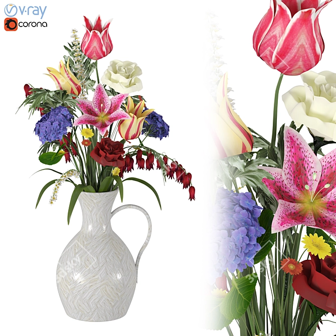 Spline-Edit Poly Flower Vase 3D model image 9