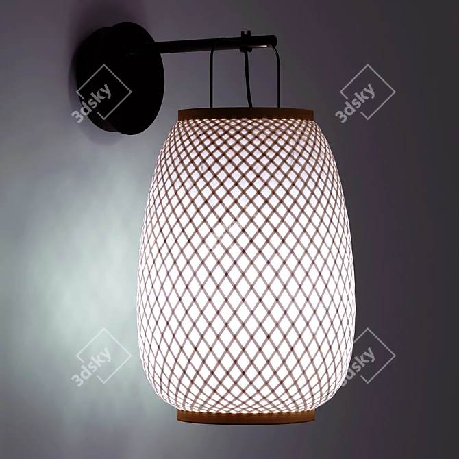 Handcrafted Bamboo Wall Lamp Titouan 3D model image 2