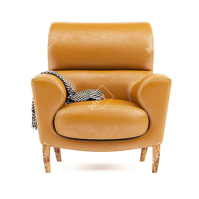 Luxury Leather Lounge Armchair 3D model image 2