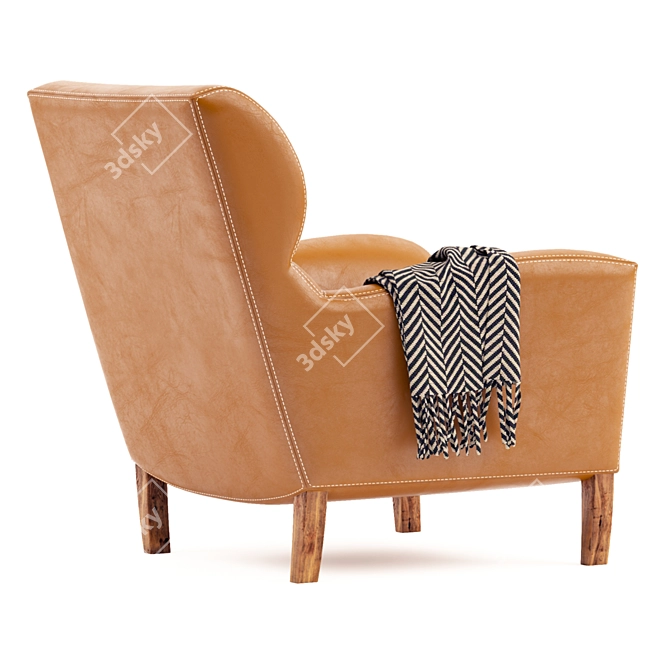 Luxury Leather Lounge Armchair 3D model image 3