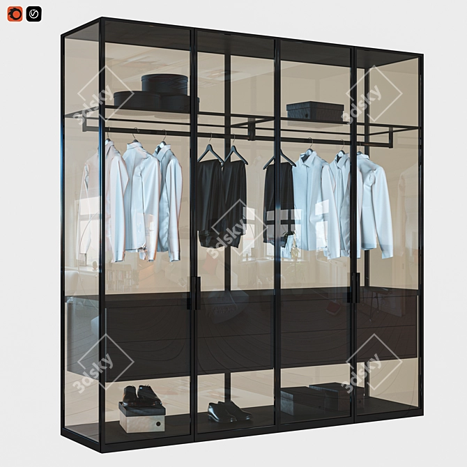 Spacious 7-Door Cupboard 3D model image 1