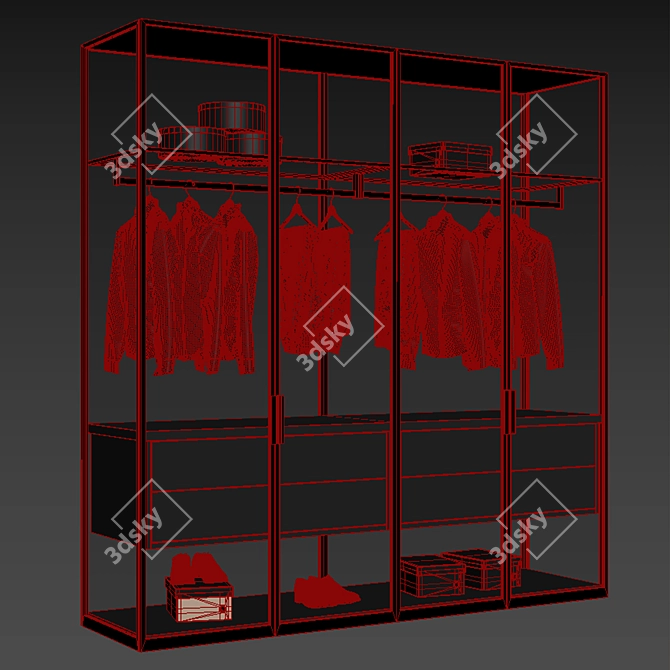 Spacious 7-Door Cupboard 3D model image 3