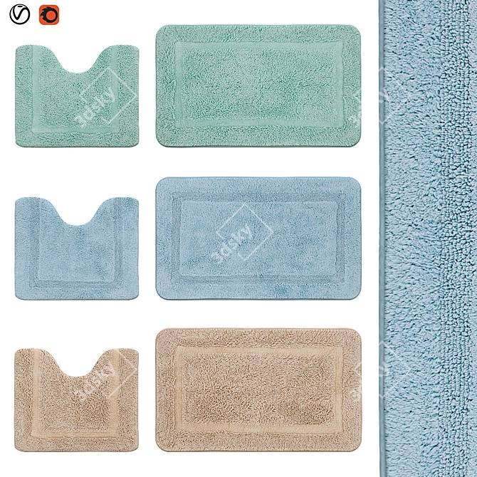 Modern Bath Rugs | Stylish Comfort 3D model image 1