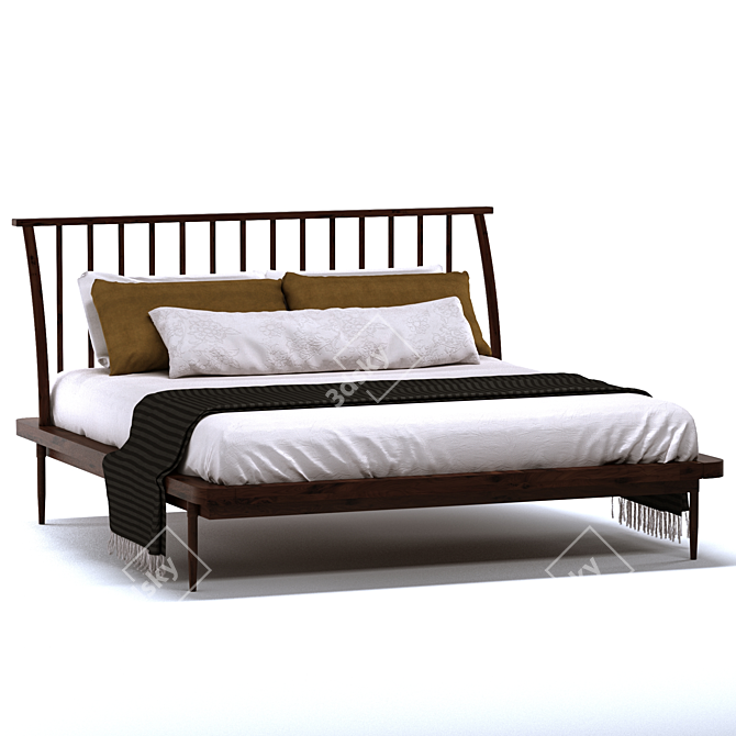 Modern Mid Bed 3D model image 1