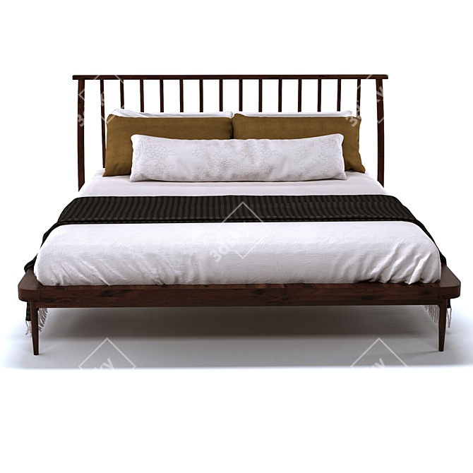 Modern Mid Bed 3D model image 4