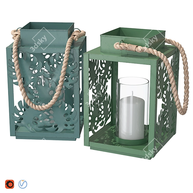 Elegant Lantern Decor - 4 Designs 3D model image 1