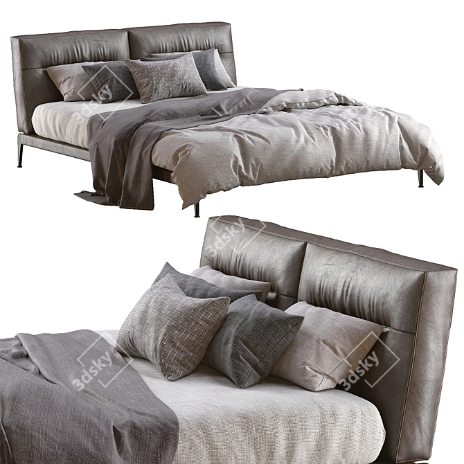 Luxury Adda Leather Bed by Flexform 3D model image 1