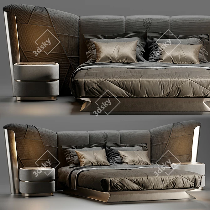 Luxury Plaza Bed: Visionnaire's Masterpiece 3D model image 1