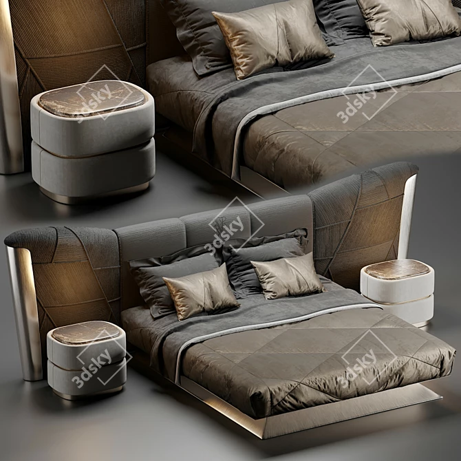 Luxury Plaza Bed: Visionnaire's Masterpiece 3D model image 3