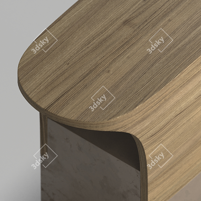 Elegant Spruce & Marble Side Table 3D model image 3