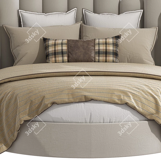 Modern Round Bed, Spacious & Comfortable 3D model image 4