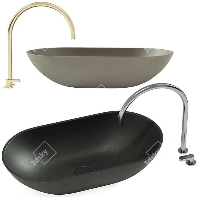 Title: Cocoon Solid Basin: Sleek Design 3D model image 1