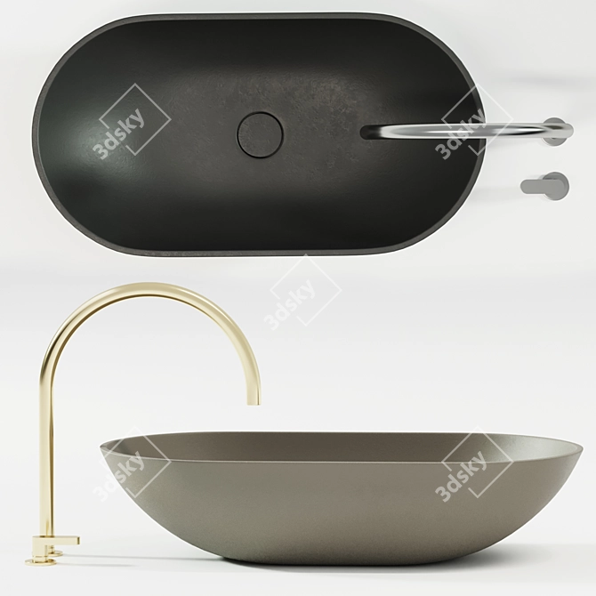 Title: Cocoon Solid Basin: Sleek Design 3D model image 2