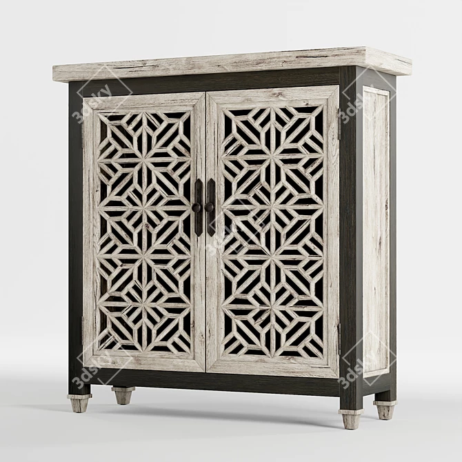 Aged White Mahogany 2-Door Cabinet 3D model image 1