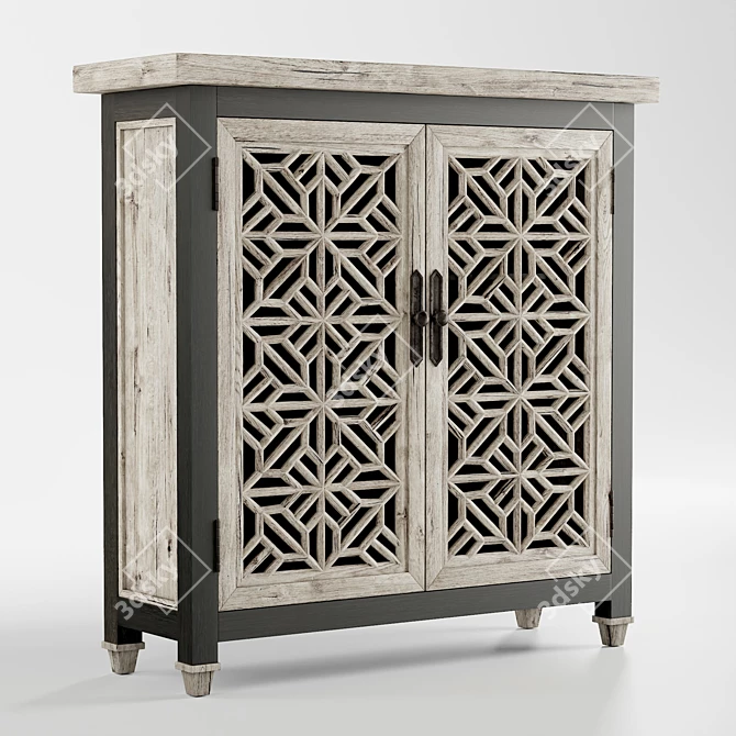 Aged White Mahogany 2-Door Cabinet 3D model image 2