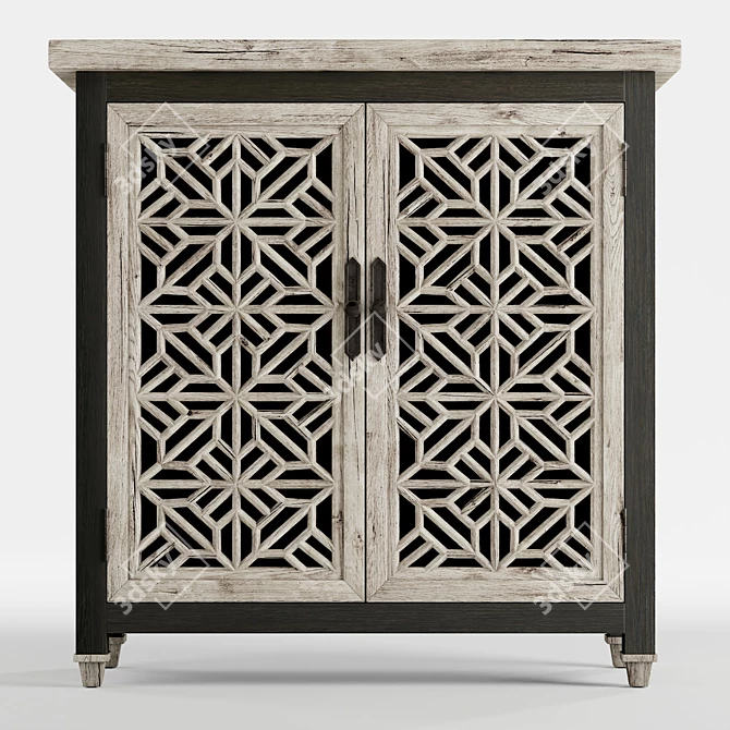 Aged White Mahogany 2-Door Cabinet 3D model image 3