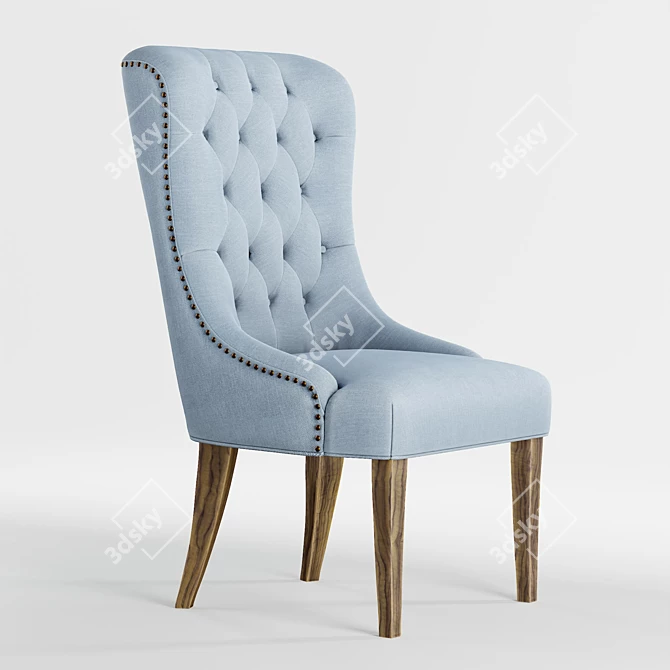 Slate Blue Wing Chair 3D model image 2