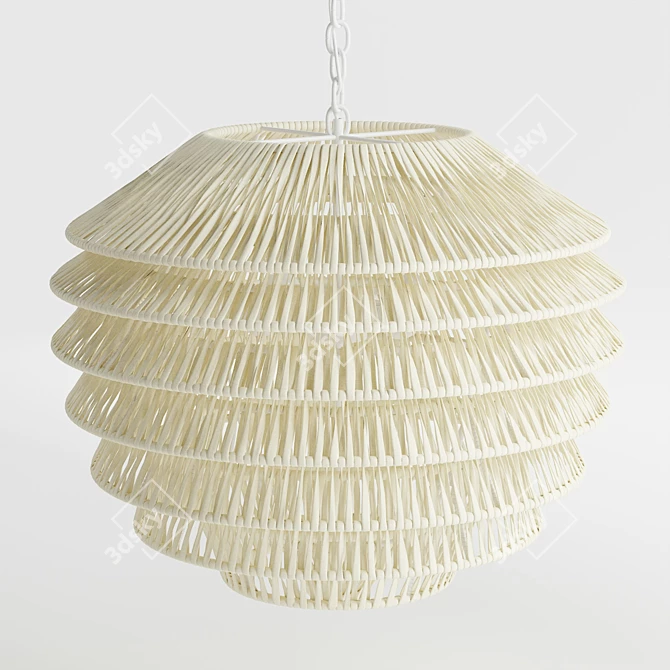 Rattan Tiered Pendant Light 3D model image 1