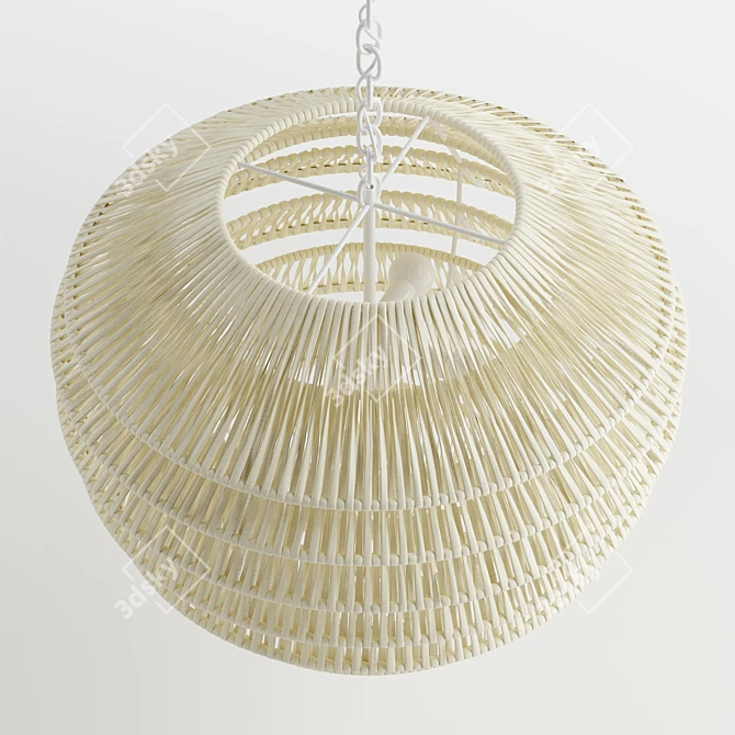 Rattan Tiered Pendant Light 3D model image 2