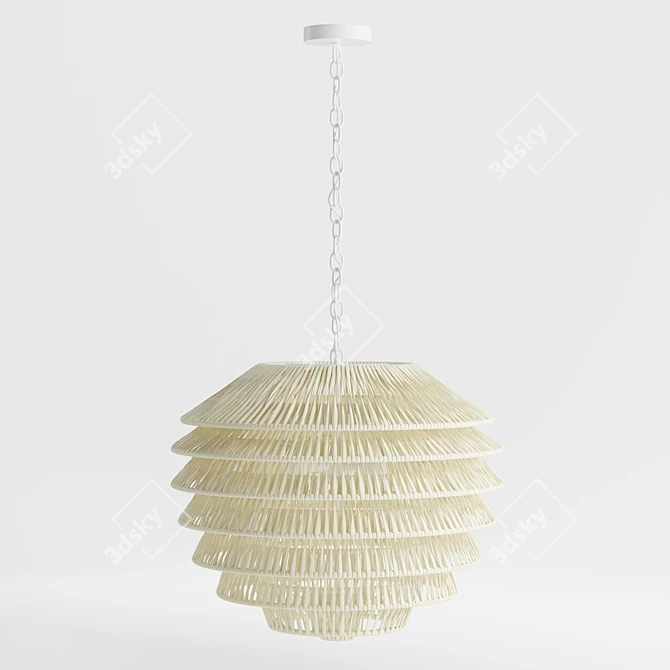 Rattan Tiered Pendant Light 3D model image 4