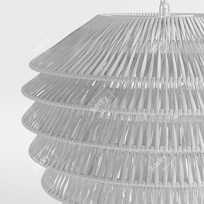 Rattan Tiered Pendant Light 3D model image 6