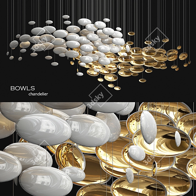 Elegance in Bowls: Sans Souci Chandelier 3D model image 1