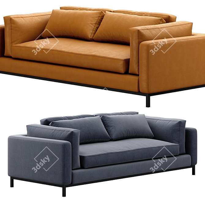 Modern Four Hands Sofa: Bennett Moon 3D model image 3