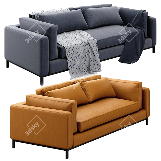 Modern Four Hands Sofa: Bennett Moon 3D model image 4