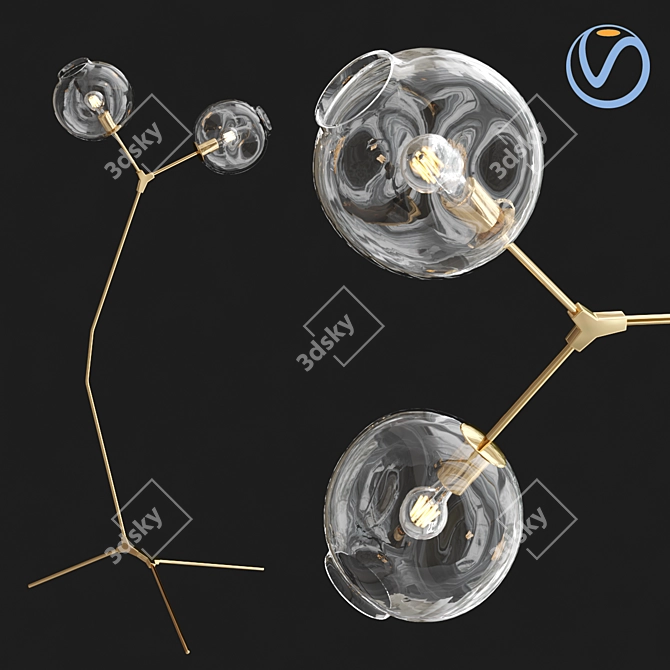 Golden Branching Bubble Floor Lamp 3D model image 1