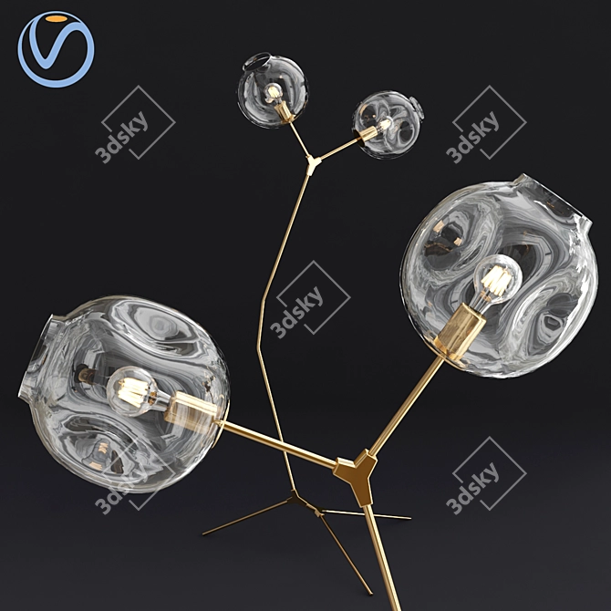 Golden Branching Bubble Floor Lamp 3D model image 2