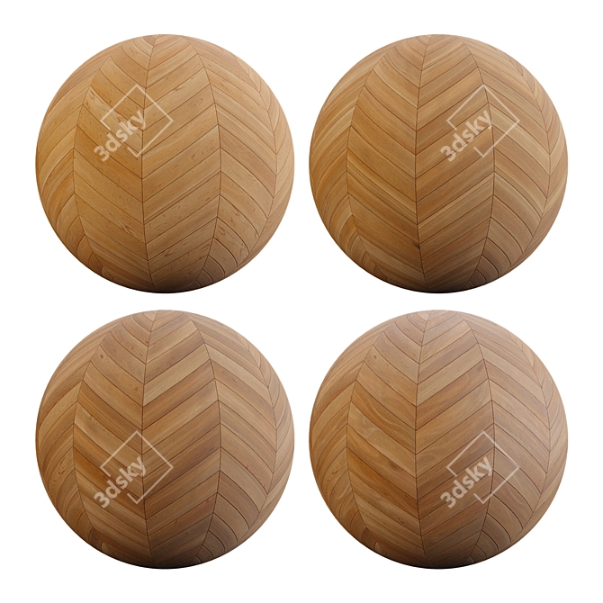 Teak Chevron Wood Tile 3D model image 2