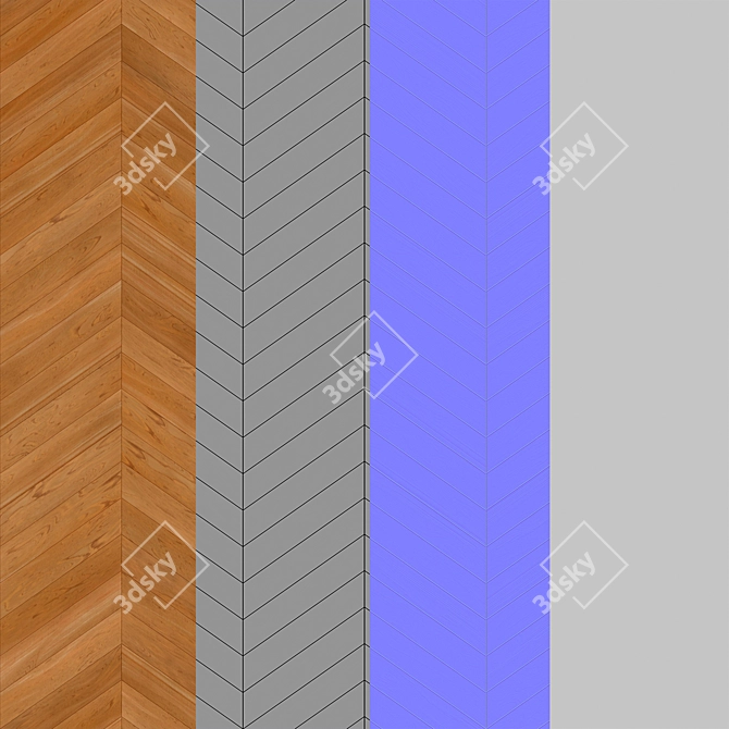 Teak Chevron Wood Tile 3D model image 3