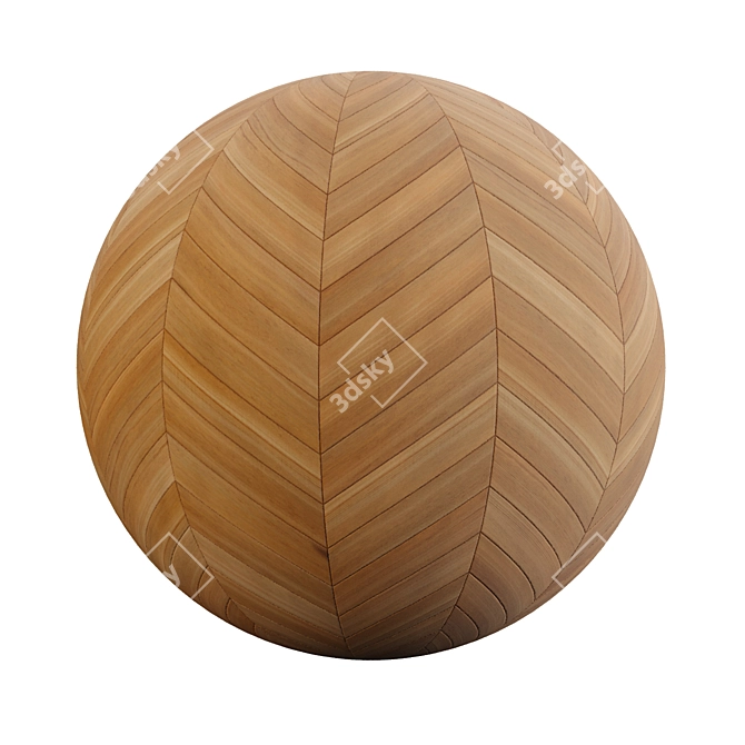 Teak Chevron Wood Tile 3D model image 5