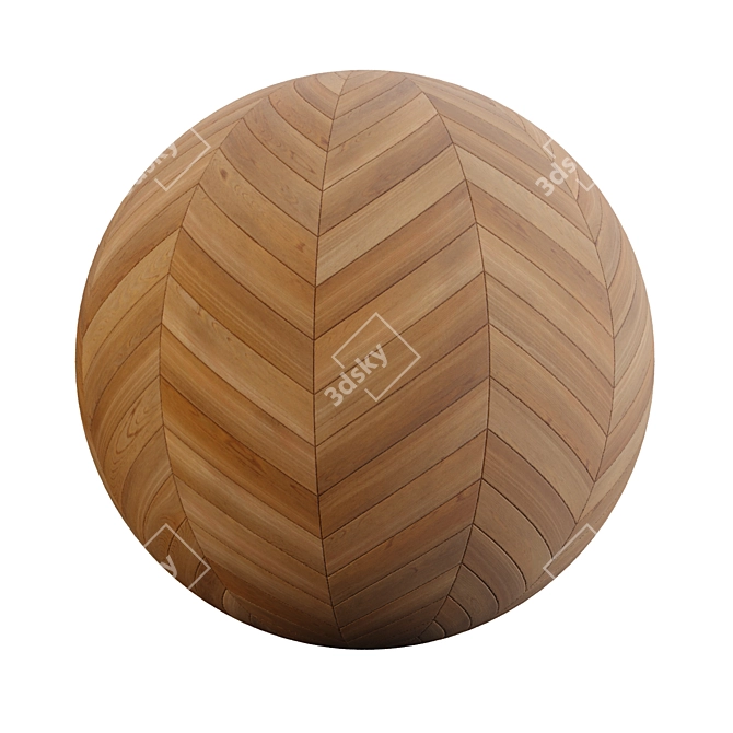 Teak Chevron Wood Tile 3D model image 6