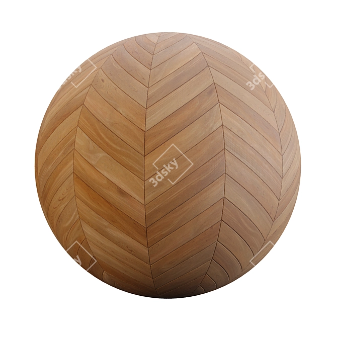 Teak Chevron Wood Tile 3D model image 7