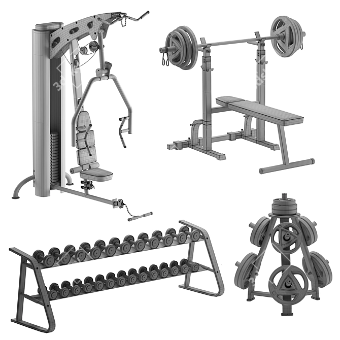 Ultimate Home Gym Set 3D model image 2