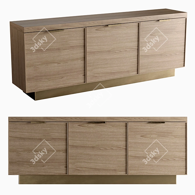 Elegant Drawer Set: 1850x360x700 3D model image 1