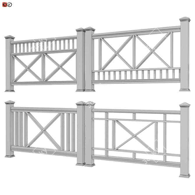 Elegant Handrail and Terrace Railing 3D model image 2