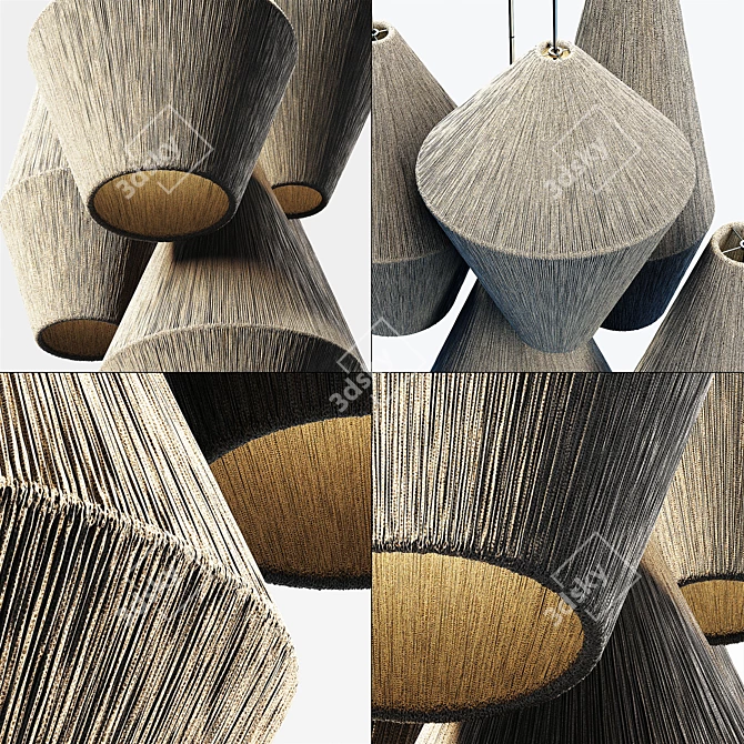 Rattan Cone Lamp: Wood & Wicker 3D model image 2