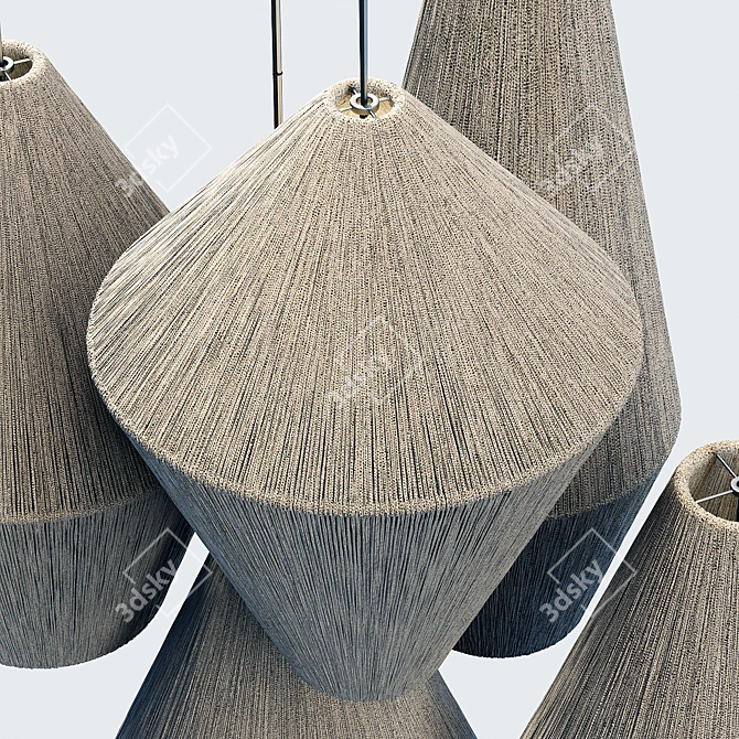 Rattan Cone Lamp: Wood & Wicker 3D model image 3