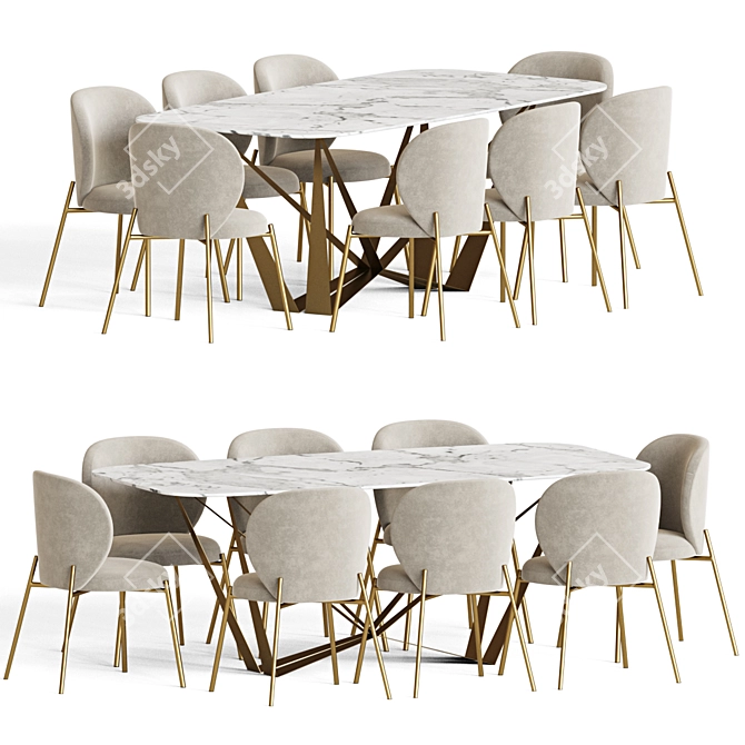 Modern 5-Piece Dining Set 3D model image 2