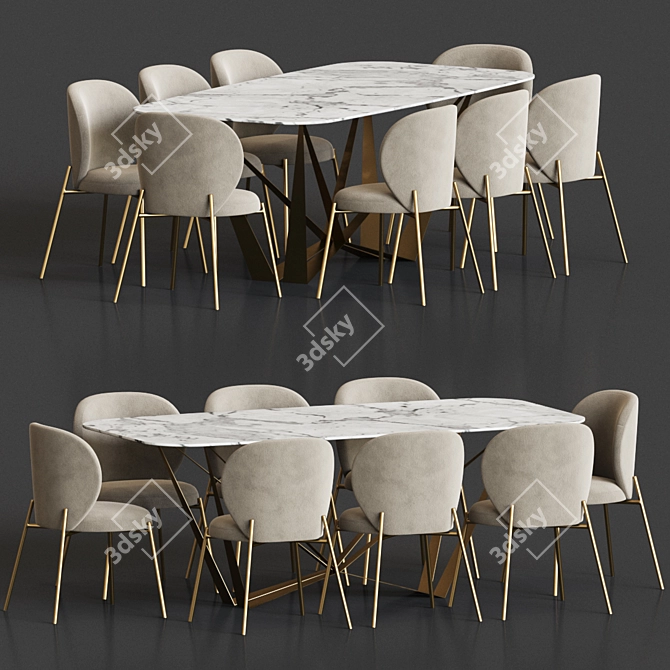 Modern 5-Piece Dining Set 3D model image 7