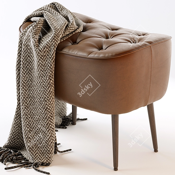 Elegant Tufted Leather Ottoman 3D model image 1