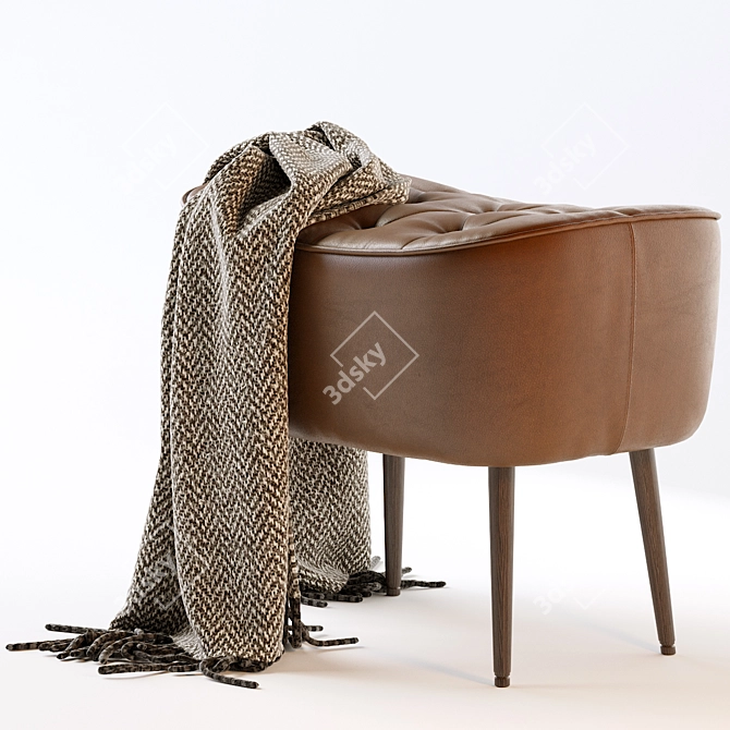 Elegant Tufted Leather Ottoman 3D model image 6