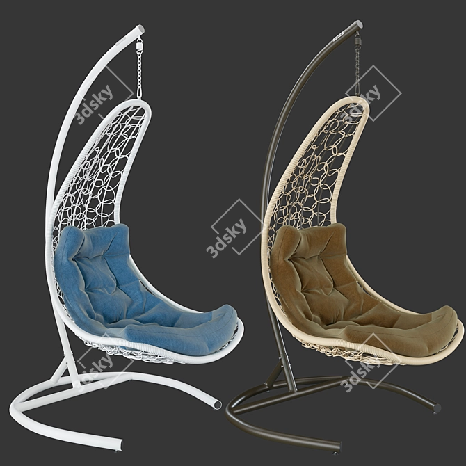 Eco-Rattan Petal Hanging Chair 3D model image 8