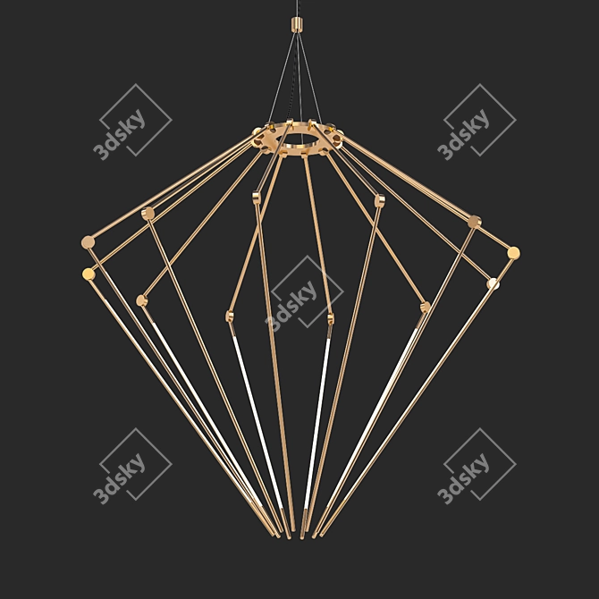 Sleek Brass Chandelier 3D model image 1