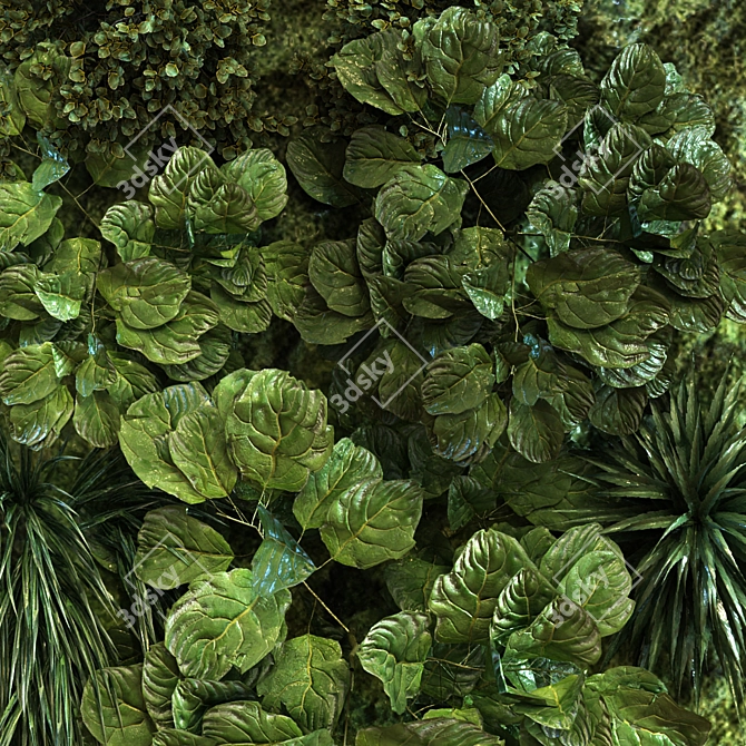 Green Wall Set 053: Versatile & Stylish 3D model image 5