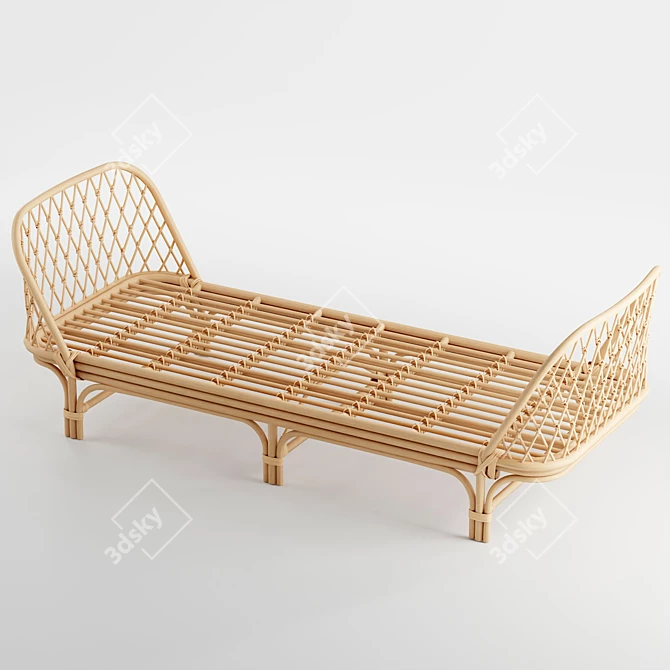 Boho-Chic Rattan Daybed 3D model image 1